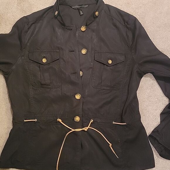 White House Black Market Black Utility Jacket Sz 10 - Picture 8 of 8